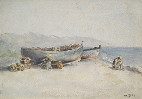 Digital Print - Fishing boats on the shore by Hercules Brabazon Brabazon