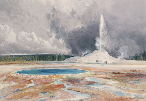 Digital Print - The Castle Geyser, Upper Geyser Basin, Yellowstone National Park by Thomas Moran