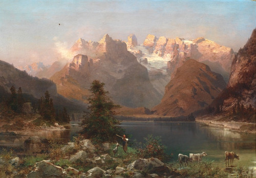 Digital Print - View of the Dolomites, Lago di Landro by Franz Richard Unterberger
