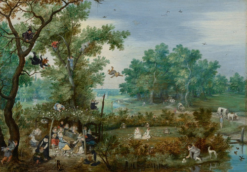 Digital Print - Merry Company in an Arbor by Adriaen Pietersz. Van De Venne