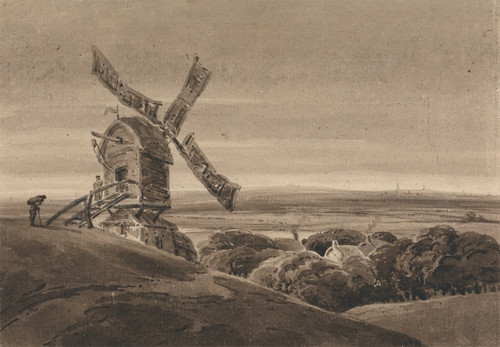 Digital Print - Landscape with a Windmill by Franois Louis Thomas Francia