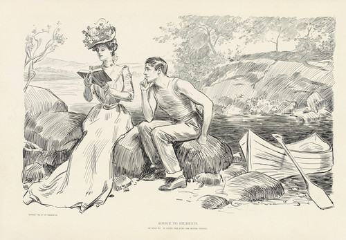 Digital Print - Advice to students- Be read to. It saves the eyes for better things by Charles Dana Gibson