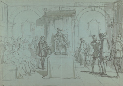 Digital Print - King Christian IV of Denmark Judging Christoffer Rosenkrantz by Wilhelm Marstrand