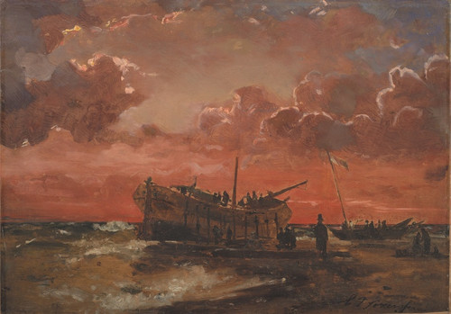 Digital Print - A Wreck on the West Coast of Jutland at Sunset by Carl Frederik Srensen