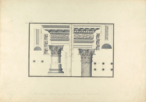 Digital Print - Two Corinthian Pillars Found near the Ionic Temple at Aphrodisias (now Geyve) by Giovanni Battista Borra