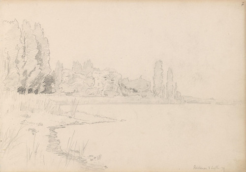 Digital Print - Strand med popler, Reichenau by Hans Gude