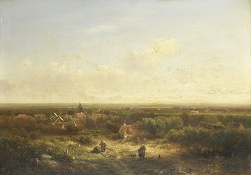 Digital Print - Distant View with a Village by Pieter Lodewijk Francisco Kluyver