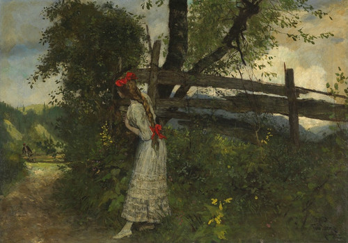 Digital Print - Mdchen in Erwartung ihres Liebhabers by Ferdinand Leeke