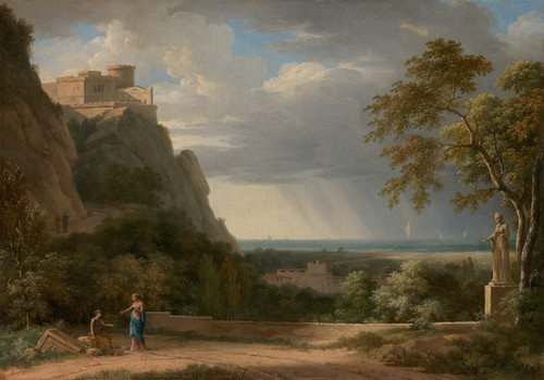 Digital Print - Classical Landscape with Figures and Sculpture by Pierre-Henri de Valenciennes