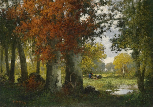 Digital Print - Waldlichtung mit Reisigsammlern by Adolf Kaufmann