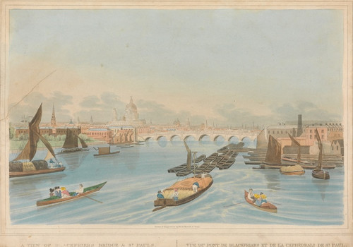 Digital Print - A View of Blackfriars Bridge and St. Pauls by Robert Havell