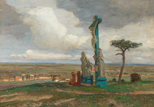 Digital Print - A Calvary group on the Hochberg near Perchtoldsdorf by Tina Blau