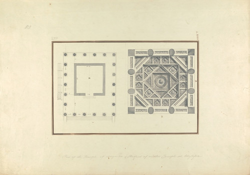 Digital Print - Plan of a Temple at Mylasa and Detail of a Coffered Ceiling from a Tomb by Giovanni Battista Borra