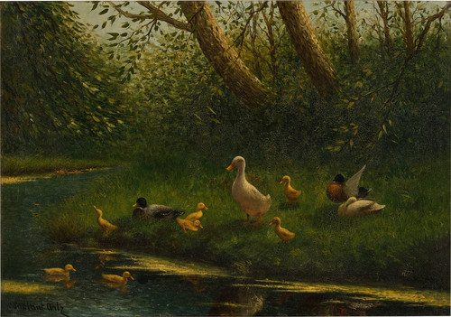 Digital Print - Ducks by the Pond by Constant David Ludovic Artz
