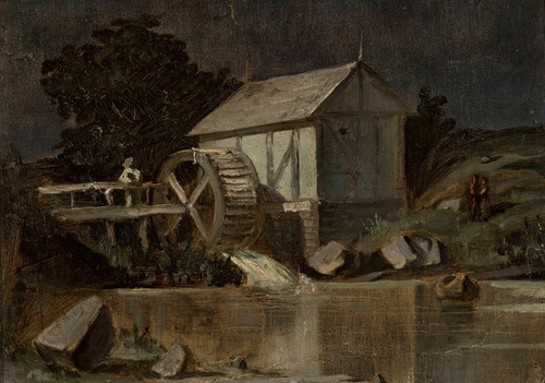 Digital Print - Mill at the river on a moonlit night by Jan Stanislawski
