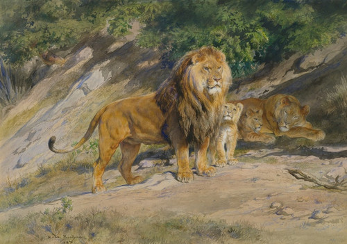 Digital Print - The King Watches by Rosa Bonheur