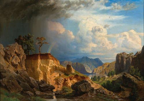 Digital Print - A Vaste Landscape with Rainbow by Johann Kautsky