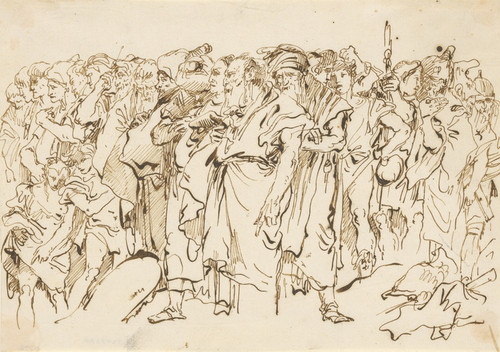 Digital Print - A Crowd of Ancient Warriors, Orientals, and Two Boys, Gathering for a Sacrifice by Giovanni Domenico Tiepolo