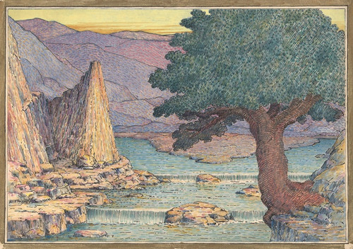 Digital Print - River Landscape with Rapids by Herbert Crowley