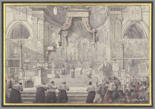Digital Print - Das Blutwunder des Heiligen Januarius in der Kathedrale von Neapel by Louis Jean Desprez