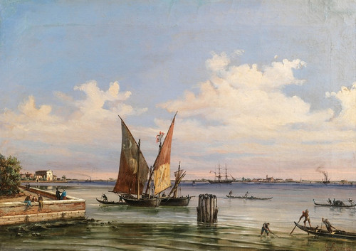 Digital Print - A Panoramic View of the Lagoon with SantElena Island and the Lido in the Backround by Giovanni Grubacs