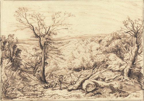 Digital Print - Woodcutters in a Forest by John Linnell
