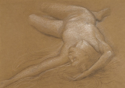 Digital Print - Study Of A Reclining Nude Girl For The Cave Of The Storm Nymphs by Edward John Poynter