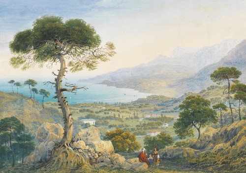Digital Print - Krimlandschaft mit Meeresbucht by Carlo Bossoli