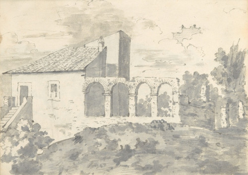 Digital Print - Tile Roofed Building with an Arcade by Joseph Wright of Derby