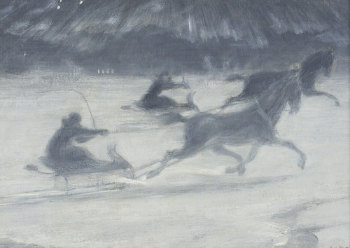 Digital Print - Sleighing on the Ice by J.A.G. Acke