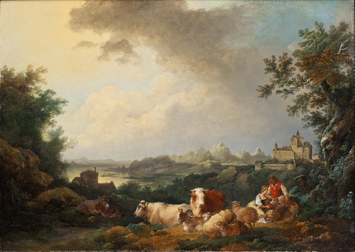 Digital Print - Landscape with Resting Cattle by Philip James de Loutherbourg