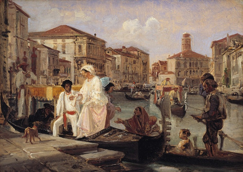 Digital Print - Alighting from a Gondola in Venice by Wilhelm Marstrand
