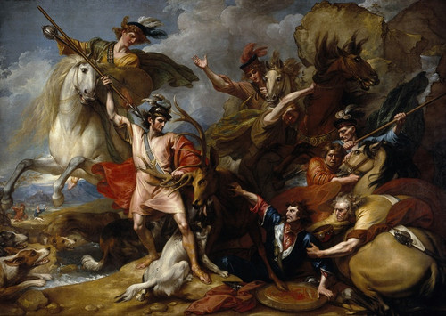 Digital Print - Alexander III of Scotland Rescued from the Fury of a Stag by the Intrepidity of Colin Fitzgerald ('The Death of the Stag') by Benjamin West