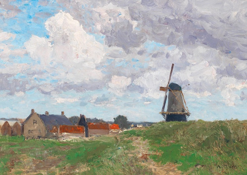 Digital Print - A windmill in Vlissingen by Alfred Zoff