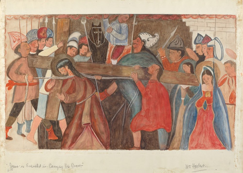 Digital Print - Station of the Cross No. 5 - Jesus is Assisted in Carrying His Cross by William Herbert