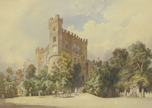 Digital Print - Schlohof von Hohenschwangau mit dem Marienbrunnen by Leopold Rottmann