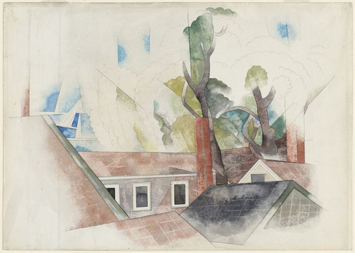 Digital Print - Rooftops and Trees by Charles Demuth