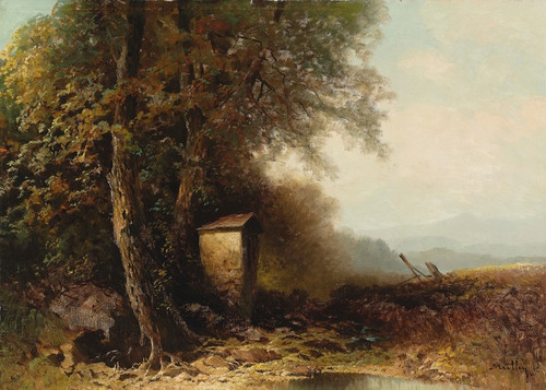 Digital Print - A Landscape in Autumn with Wayside Shrine by Oskar Mulley