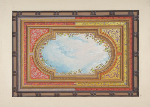 Digital Print - Design for a ceiling painted with trompe l'oeil clouds by Jules-Edmond-Charles Lachaise