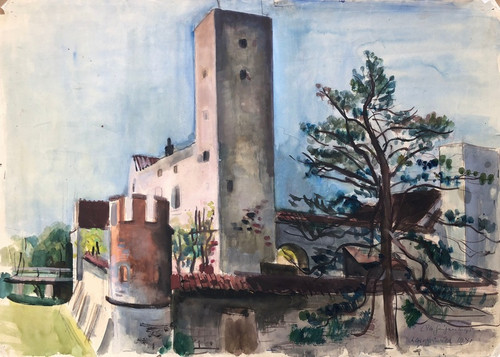 Digital Print - Schloss Grnwald bei Mnchen by Otto Geigenberger