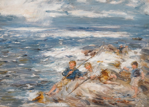 Digital Print - Fishing From The Rocks by William Mctaggart