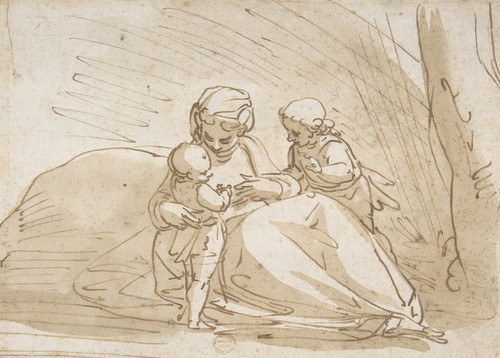Digital Print - Madonna and Child with the Infant Saint John by Luca Cambiaso