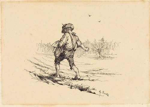 Digital Print - Der Monat Mrz (Shmann auf dem Feld, aus der Zeit des Siegfrid-Kalenders) by Franz von Stuck
