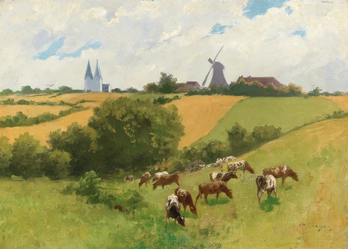 Digital Print - Herd of Animals in a Summer Landscape by Hermann Seeger