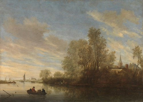 Digital Print - River view near Deventer by Salomon van Ruysdael