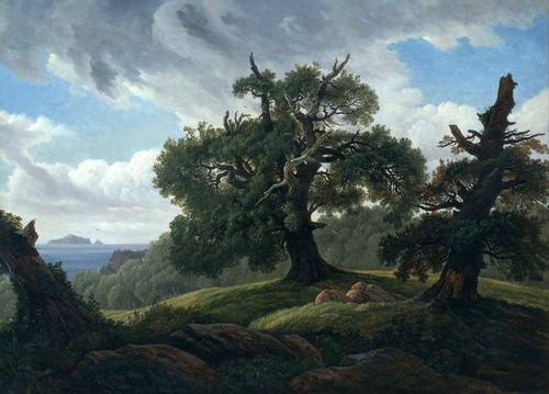 Digital Print - Memory of a Wooded Island in the Baltic Sea(Oak trees by the Sea) by Carl Gustav Carus