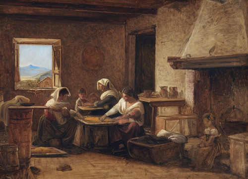 Digital Print - Women Working in the Kitchen of a Farmhouse near Olevano, Italy by Wilhelm Marstrand