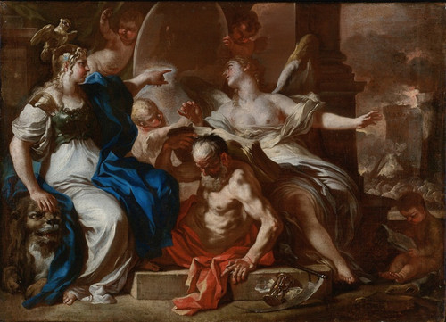 Digital Print - Minerva With Chronos And History; A Study For An Allegory Of The Reign Of The Hapsburgs In Naples by Francesco Solimena