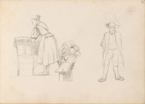 Digital Print - Laundry; standing human figure by Adolph Tidemand