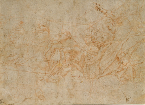 Digital Print - Detail study for the cupola fresco depicting the Assumption of the Virgin in the cathedral of Parma by Correggio